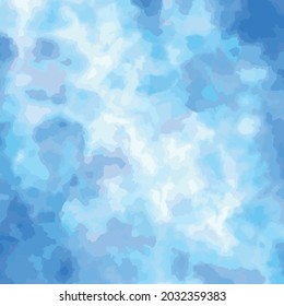 Realistic blue and white painted watercolor abstract background - Vector illustration