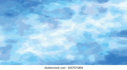 Realistic blue and white painted watercolor abstract background - Vector illustration