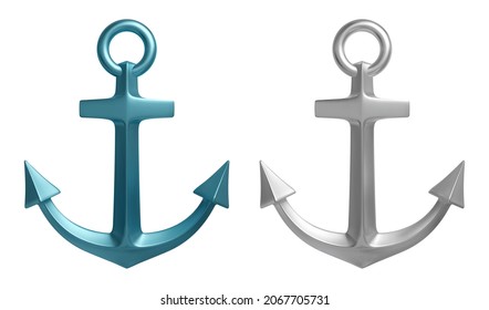 Realistic blur and metallic color anchor set. Vector illustration