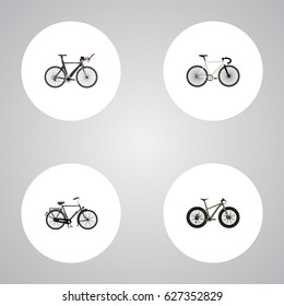 Realistic Bmx, Competition Bicycle, Training Vehicle And Other Vector Elements. Set Of Bike Realistic Symbols Also Includes Bike, Extreme, Dutch Objects.