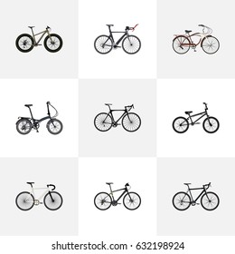 Realistic Bmx, Cyclocross Drive, Road Velocity And Other Vector Elements. Set Of Sport Realistic Symbols Also Includes Bike, Bicycle, Cruise Objects.