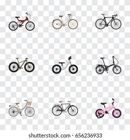 Realistic Bmx, Folding Sport-Cycle, Childlike And Other Vector Elements. Set Of Bicycle Realistic Symbols Also Includes Adolescent, Road, Kids Objects.