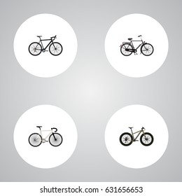 Realistic Bmx, Training Vehicle, Road Velocity And Other Vector Elements. Set Of Lifestyle Realistic Symbols Also Includes Velocipede, Bmx, Bike Objects.
