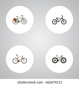 Realistic Bmx, Working, Extreme Biking And Other Vector Elements. Set Of Bike Realistic Symbols Also Includes Bike, Working, Wooden Objects.