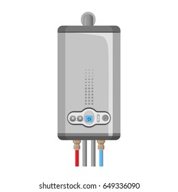 Realistic boiler with hot and cold taps vector illustration isolated