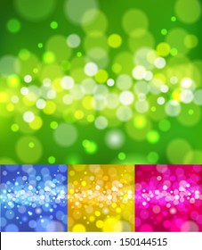 realistic bokeh lights - set of vector backgrounds