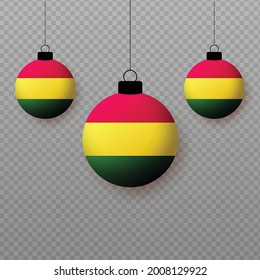 Realistic Bolivia Flag with flying light balloons. Decorative elements for national holidays.