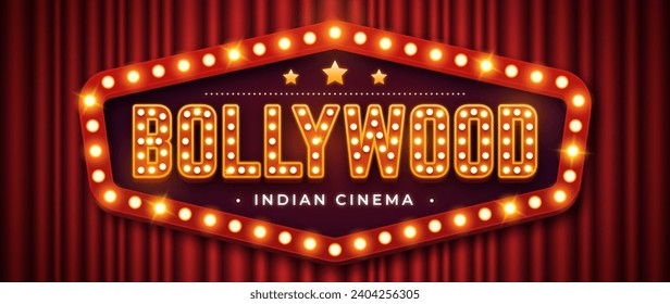 Realistic bollywood cinema sign vector design in eps 10