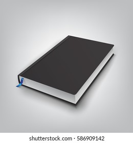 Realistic book with black cover. Mock Up of books. Vector illustration