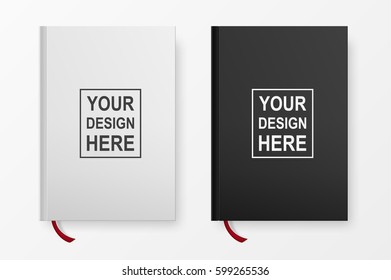 Realistic book blank cover set. Design templates isolated on white. Vector EPS10 mock up.
