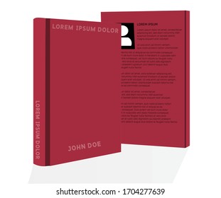 Realistic book cover design template with back and front view.