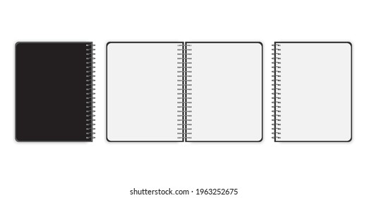 Realistic book covers. notebook mockup isolated. Notepads book cover for paper design. Vector illustration. Stock image.