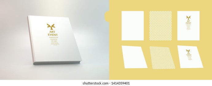 Realistic book mockup. Cover design template. Perspective view. 3d vector illustration. 