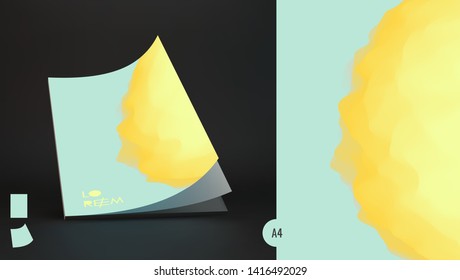 Realistic book mockup. Cover design template. Applicable for placards, flyers, banners, book covers, brochures, planners and notebooks. 3d vector illustration. 