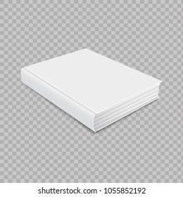 Realistic book mockup on transparent background. Vector Illustration.