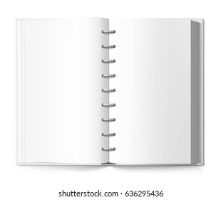 Realistic book template on white background. Vector illustration. Ready for your design, promo, advertising, menu.