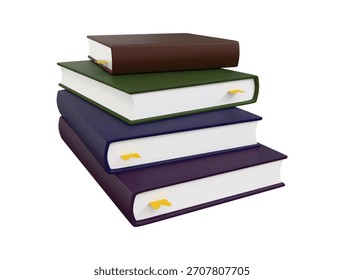 Livros realistas ilustração de renderização 3D