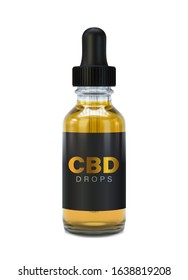 Realistic bottle with black cap and soft rubber dropper. Vector glass bottle for concept of herbal alternative medicine, cbd oil, pharmaceutical or parfums industry. Easy to change fluid color