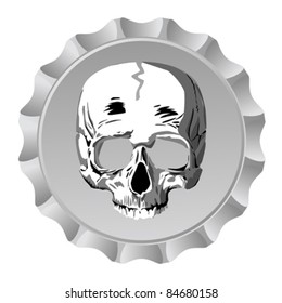 Realistic bottle cap with human skull