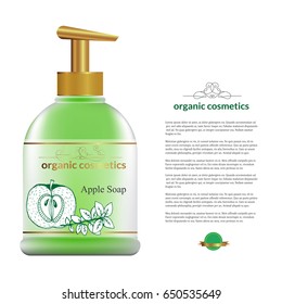 Realistic bottle for liquid soap, package design