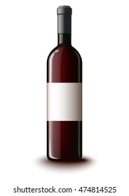 Realistic bottle for red wine. Isolated. Mockup. Vector