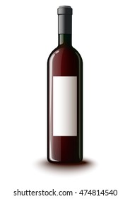 Realistic bottle for red wine. Isolated. Mockup. Vector