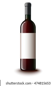 Realistic bottle for red wine. Isolated. Mockup. Vector