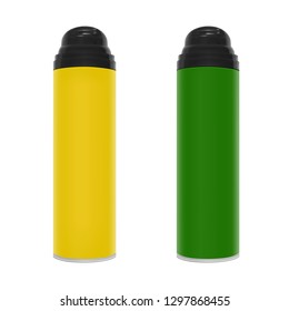 Realistic bottle of shaving foam in vector on white background.