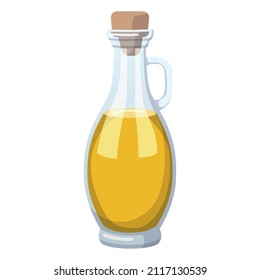 Botella realista con girasol o aceite de oliva aislado en fondo blanco - Ilustración vectorial