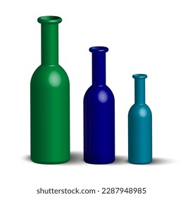 Realistic bottles. Graphic design. Vector illustration.