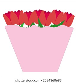 Realistic bouquet with red tulips
Vector bouquet of tulips on a white background
