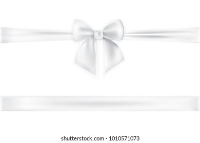 Realistic  bow and ribbon isolated on transparent background. Template for brochure or greeting card. Vector illustration.