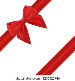 Realistic bow and ribbon isolated on white background. 