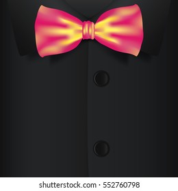 Realistic bow tie and black shirt, vector illustration