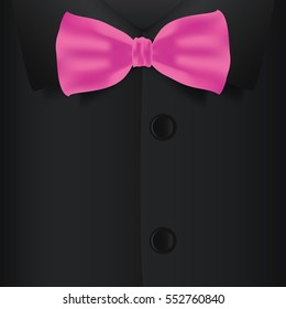 Realistic bow tie and black shirt, vector illustration