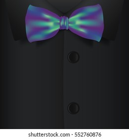 Realistic bow tie and black shirt, vector illustration