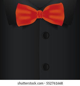 Realistic bow tie and black shirt, vector illustration