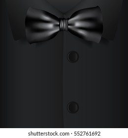 Realistic bow tie and black shirt, vector illustration