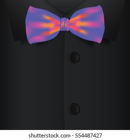 Realistic bow tie and black shirt, vector illustration