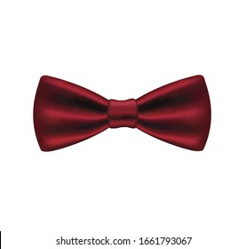 realistic bow tie in maroon color isolated in white background vector