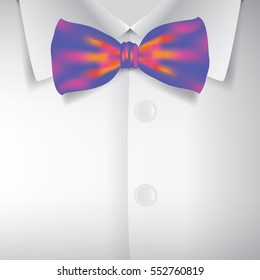 Realistic bow tie and white shirt, vector illustration