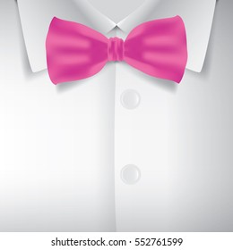 Realistic bow tie and white shirt, vector illustration