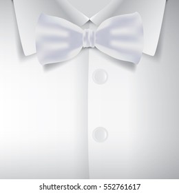 Realistic bow tie and white shirt, vector illustration
