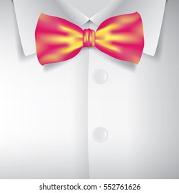 Realistic bow tie and white shirt, vector illustration