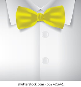 Realistic bow tie and white shirt, vector illustration