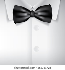 Realistic bow tie and white shirt, vector illustration