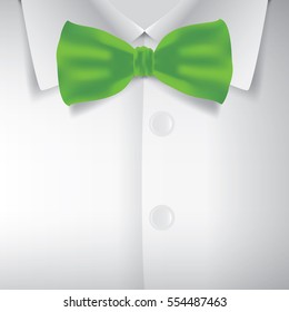 Realistic bow tie and white shirt, vector illustration