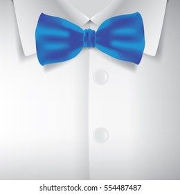 Realistic bow tie and white shirt, vector illustration