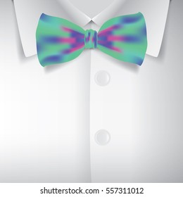 Realistic bow tie and white shirt, vector illustration