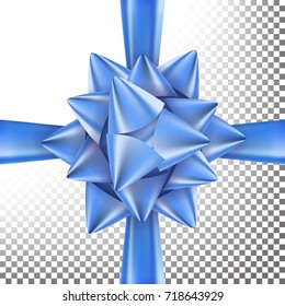 Realistic Bow Vector. Decoration For Birthday Gift, Anniversary, Party, Xmas Tree Design. Isolated On Transparent Background Illustration.
